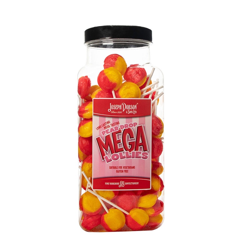 Pear Drops Mega Lolly Pick & Mix Sweets Joseph Dobson 100g (5 Lollies Pack)